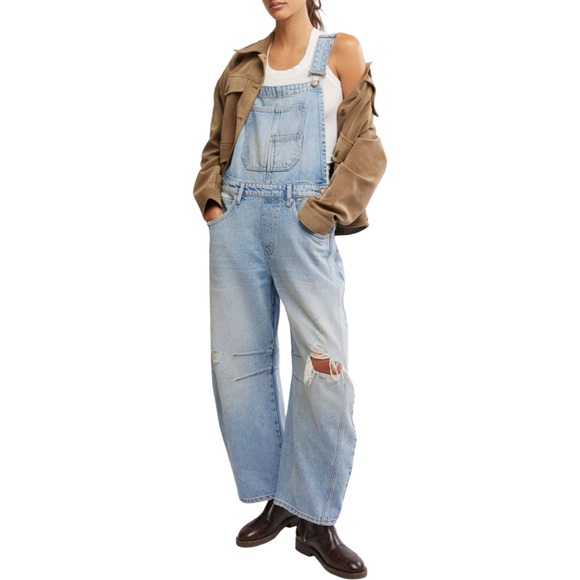Free People Good Luck Denim Overalls - Going Steady - Picture 3 of 16